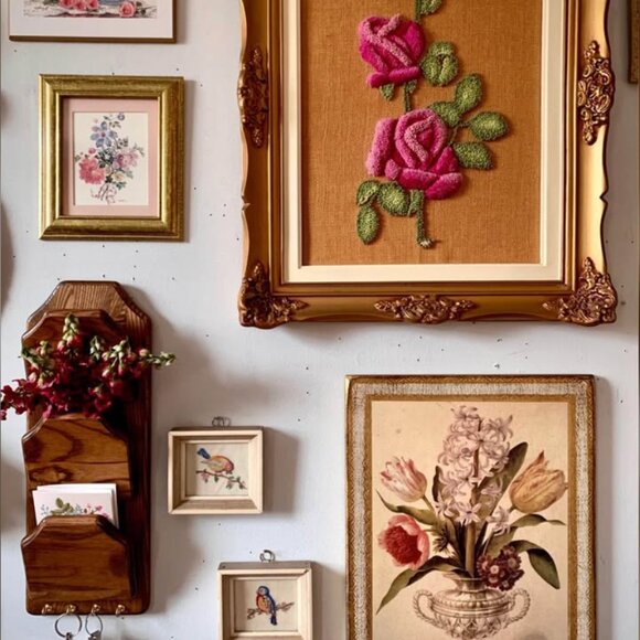 Vintage “Tulips in Italian Gold” Florentine plaques PAIR - Picture 5 of 6